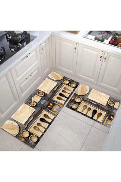 OEM Set of 2 Anti-Slip Kitchen Rugs, Cutlery Pattern