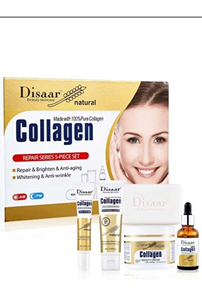 Disaar مجموعة كولاجين طبيعية 100% مضادة للشيخوخة وتفتيح البشرة مكونة من 5 قطع
