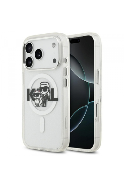 Apple MagSafe Case for iPhone 17 Pro, Karl Lagerfeld, IML Sketch Logo Glitter Karl & Choupette,