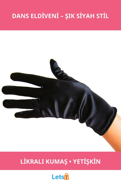 Letsii Black Stretch Fabric Dance Performance Gloves for Adult Use