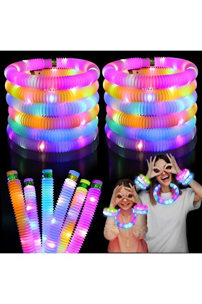 AYEBIA أنابيب فيدجيت مضيئة للحفلات للأطفال، عبوة من 12 قطعة، لوازم حفلات متوه...