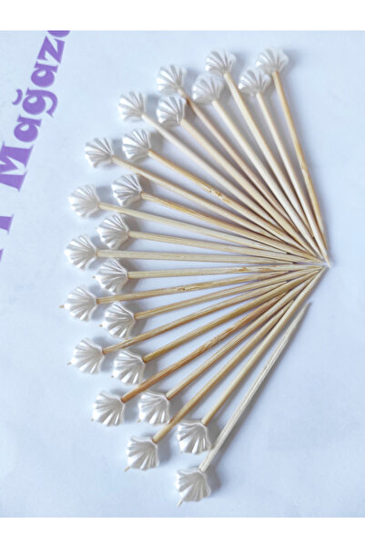 tm tasarı mağazası 10 Adet Dekoratif Küçük İstiridye Inci Boncuklu Kürdan 6,5...