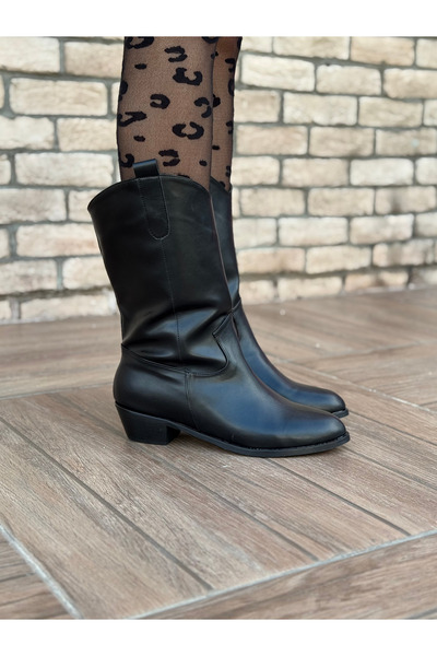 LOVE SHINE Furya Rodeo Uzun Kovboy Kadın Bot Suni Deri Büyük Numara