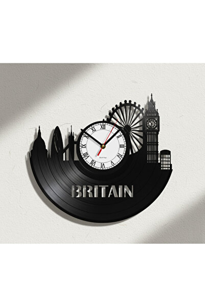 Handmade ساعة حائط مصنوعة يدويًا من الخشب المعاد تدويره مع صورة ظلية لمدينة ب...