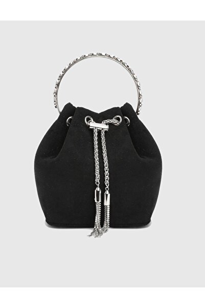 İLVİ Gores Black Suede Women's Handbag