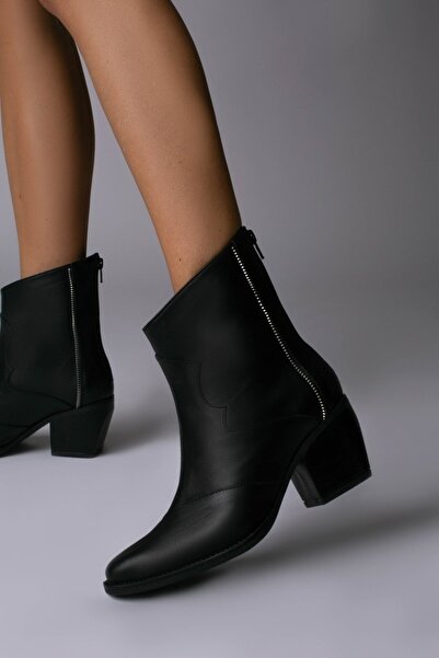 Vanilla Days Ghete Cressida din piele neagră cu fermoar