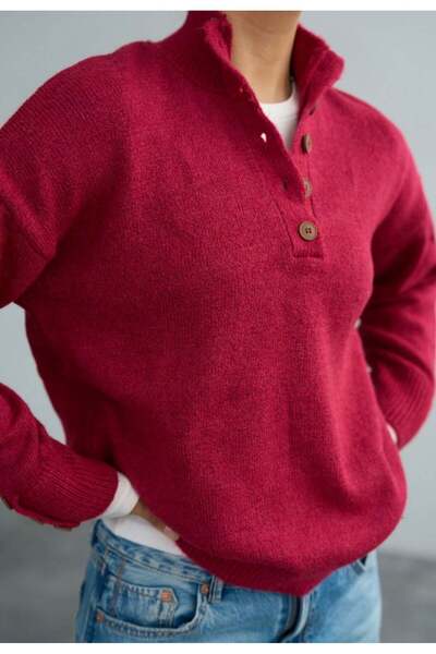 Serpirella Butik Turtleneck Button Detailed Sweater