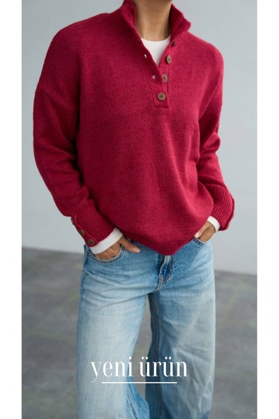 Serpirella Butik Turtleneck Button Detailed Sweater