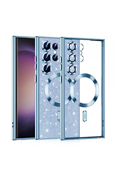 Samsung MagSafe Case for Galaxy S23 Ultra S918, Techsuit, Luxury Glitter, Blue