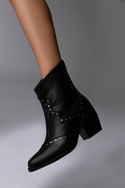 Vanilla Days Ghete Opium din piele neagră cu știfturi argintii