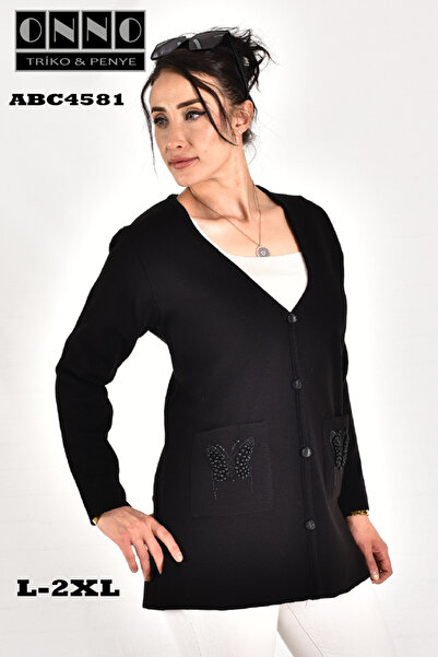 onno style women Jachetă clasică din tricot cu accesorii din piatră din plasă de oțel