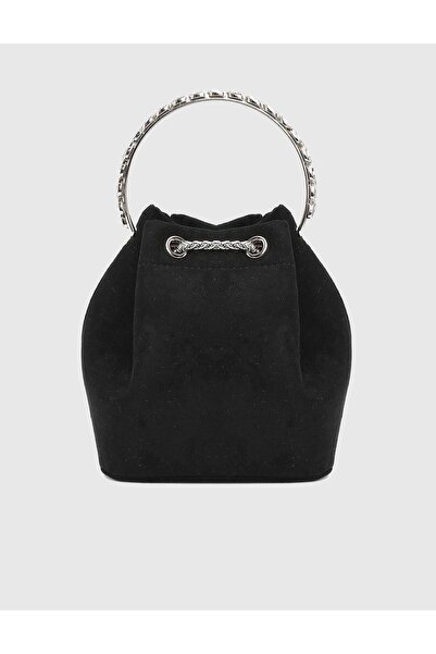 İLVİ Gores Black Suede Women's Handbag