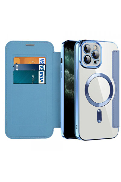 Apple Husa MagSafe pentru iPhone 11 Pro Max, Techsuit, SmartMag Book, Bleu