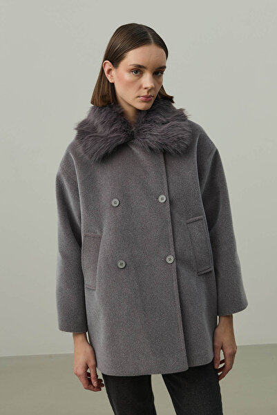Fahhar Detachable Fur Bomber Jacket Gray