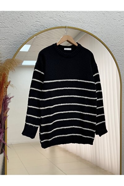 MİHRA STORE Alesa Striped Knitwear Tunic-Zi̇5227 Black