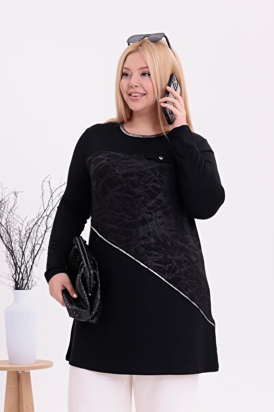 Siyezen Plus Size Tunic Blouse with Decorative Pockets
