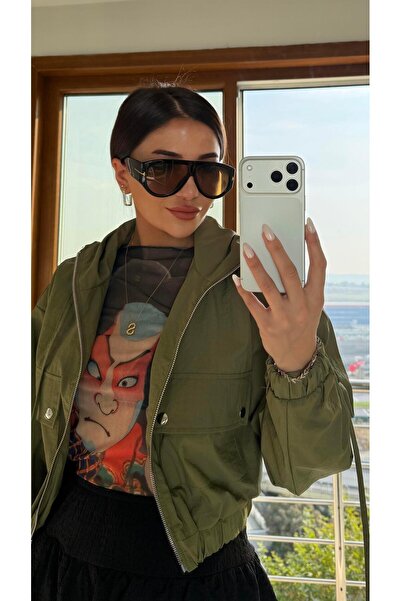 Daves Green Short Parachute Fabric Lined Windbreaker Jacket