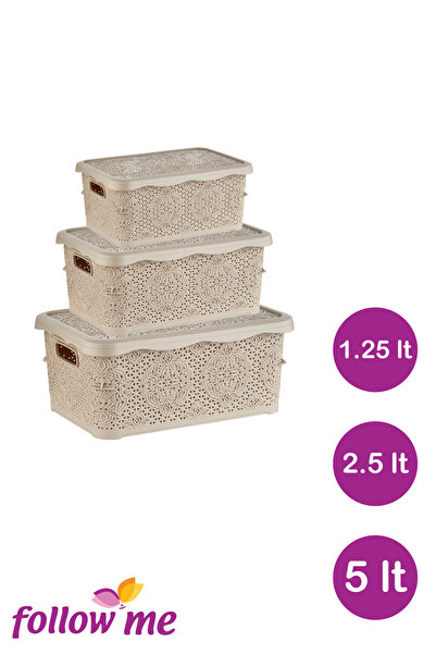 follow me Embroidery Multi-Purpose Box Set of 3 (1.25Lt - 2.5Lt - 5Lt)