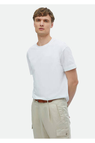 Ramsey Tricou alb cu guler rotund 100% bumbac