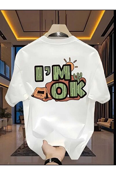 ORVIO Group تيشيرت مطبوع "أنا بخير" (مكتوب عليه) بنمط الطبيعة/المغامرة