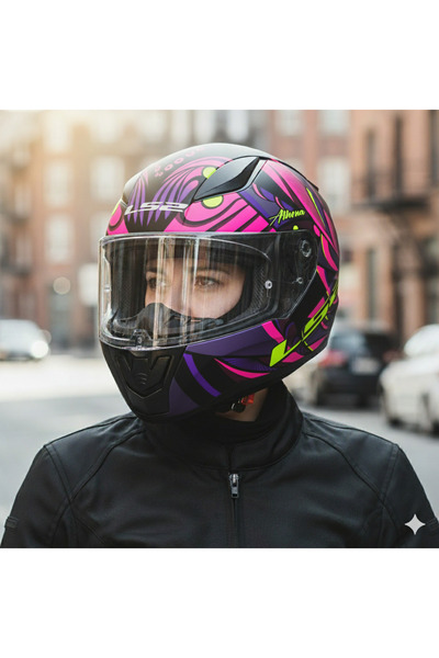 LS2 RAPID 2 ATHENA SİYAH-MOR MOTORCU KAPALI KASKI