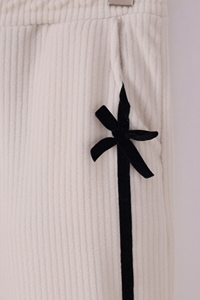 monox Σετ κοτλέ φλις με λεπτομέρεια κορδέλας για κορίτσια