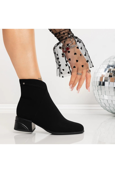 mei Γυναικεία Μποτάκια με Χοντρό Τακούνι 3AL82 Μαύρα