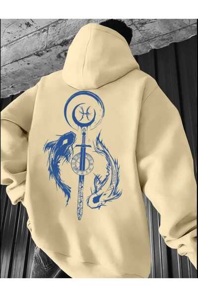 ORVIO Group هودي رجالي من نوع Fish and Sword مطبوع Zodiac