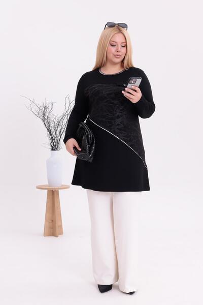 Siyezen Plus Size Tunic Blouse with Decorative Pockets