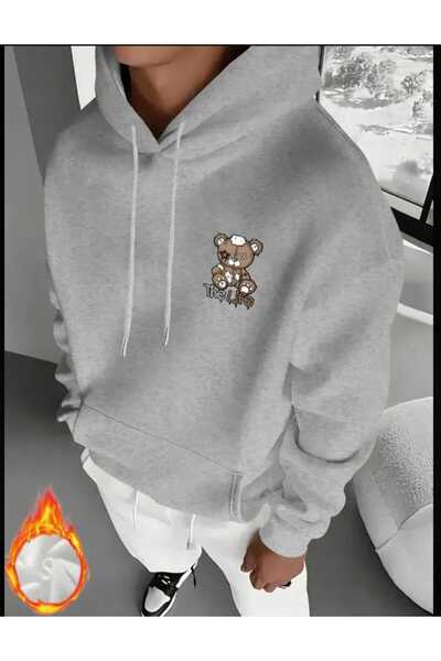 ORVIO Group Injured Teddy Bear Printed Streetwear Hoodie