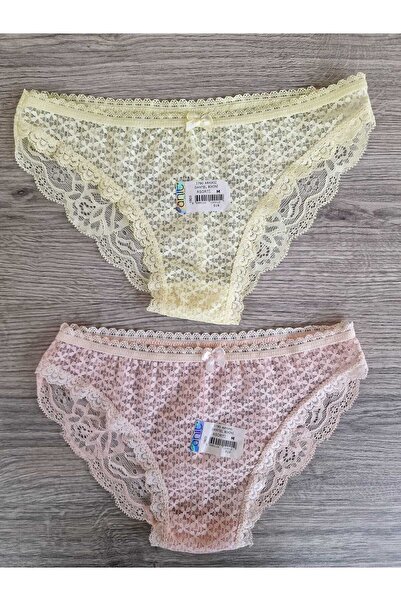 LİA Underwear Women's Lace Bikini Panties 2 Pack