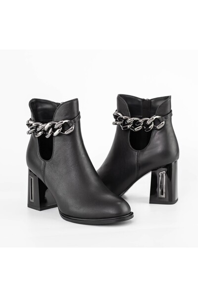 Jose Simon Γυναικεία μποτάκια με χοντρό τακούνι K9191-3A Μαύρα