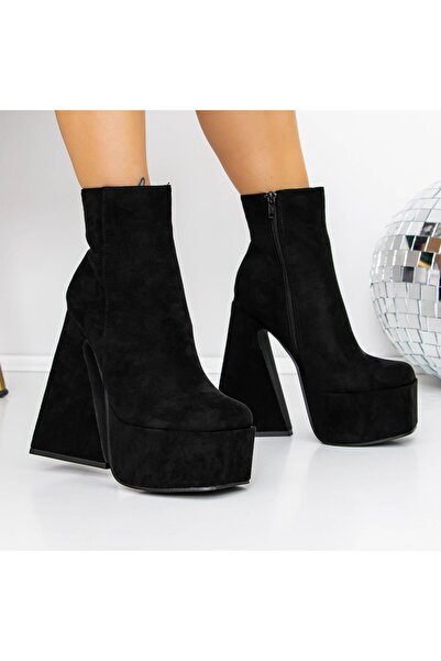 mei Botine Dama cu Toc gros si platforma 3QF8 Negru