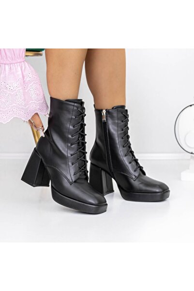 mei Botine Dama cu Toc gros si platforma 3KV20 Negru