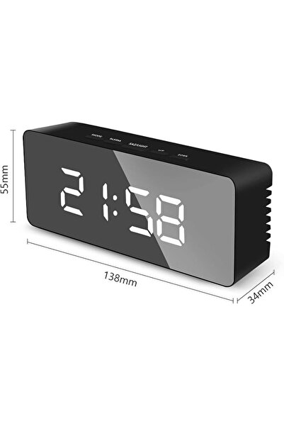 Monozone LED Aynalı Dijital Çalar Saat Gece Lambası Termometre Çok Fonksiyonl...