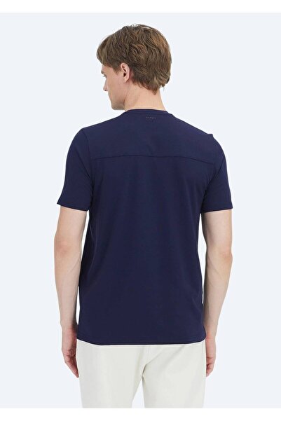 Ramsey Μπλουζάκι Μπλέ Σκούρο Λείο με Στρογγυλή Λαιμόκοψη