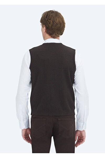 Ramsey Brown Regular Fit V-Neck Casual Knitted Sweater Vest
