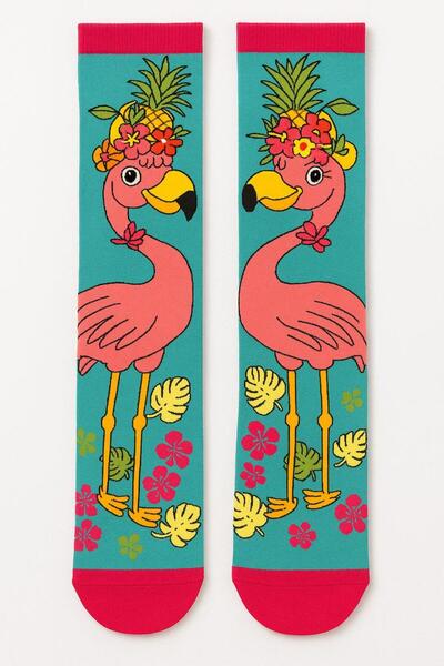 BONY SOCKS 12501K2019 FLAMINGO ДЕТСКИ ЧОРАПИ ДО КОЛЕНАТА С МОТИВ
