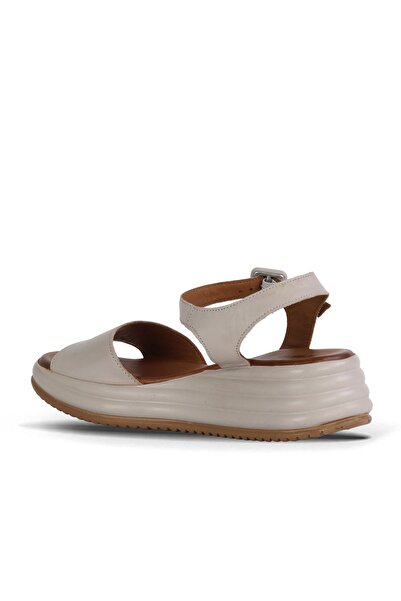 Bueno Shoes Gray Leather Women's Wedge Heeled Sandals 01Wy5700