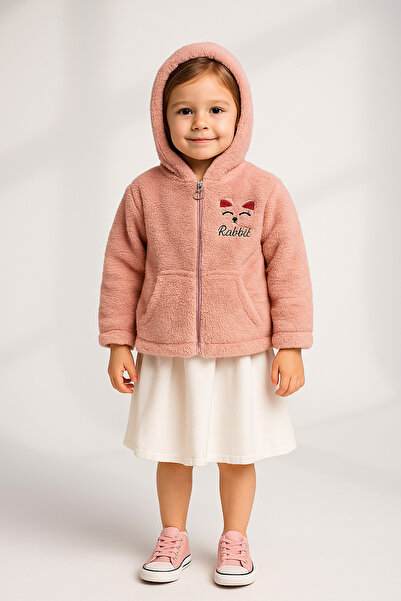 ribana Zippered Hooded Children's Plush Soft Cardigan