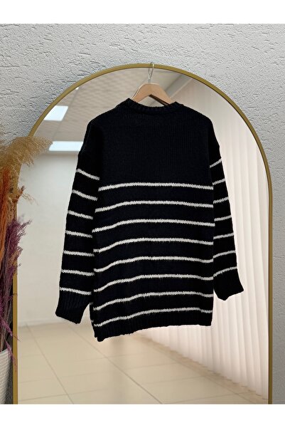 MİHRA STORE Alesa Striped Knitwear Tunic-Zi̇5227 Black