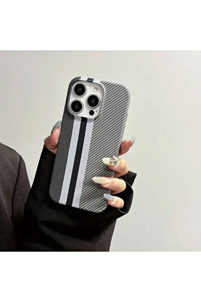 Emay İphone 14 Pro Max Uyumlu Karbon Fiber Kevlar Dokulu Telefon Kılıfı