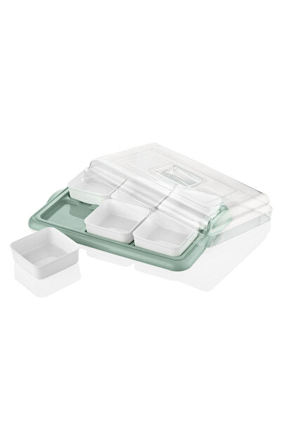 grimorlife Breakfast Set with 6 Hard Plastic Trays - Square Breakfast Bowl Storage Container