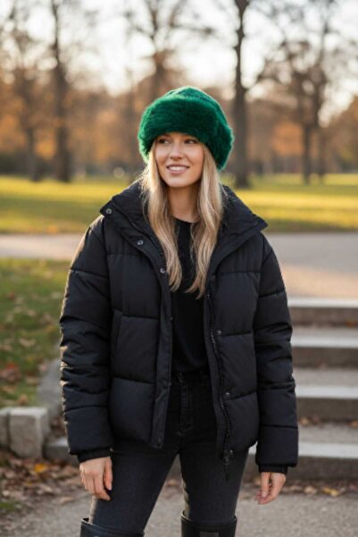 Aware Time قبعة دلو شتوية من الفرو للنساء