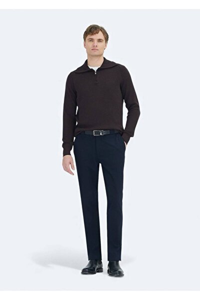 Ramsey Plum Half Turtleneck Plain Knit Wool Blend Sweater