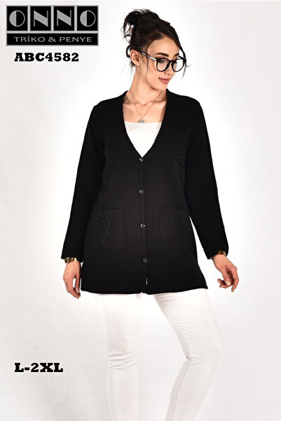 onno style women Jachetă clasică din tricot cu accesorii din piatră din plasă de oțel