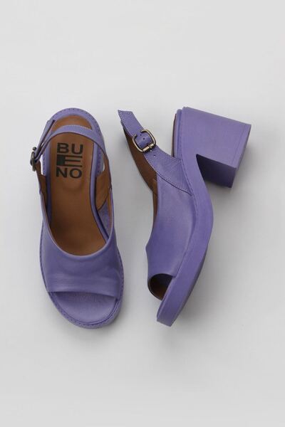 Bueno Shoes Lilac Leather Women's Heeled Sandals 01Wy12503