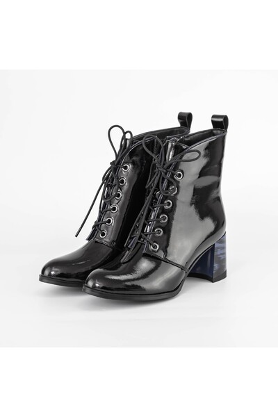 Jose Simon Γυναικεία Μποτάκια με Χοντρό Τακούνι K577-30B Μαύρο-Μπλε