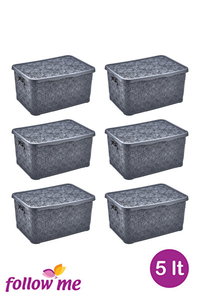 follow me Embroidery Multi-Purpose Box 5Lt (Grey)(6 Pieces)
