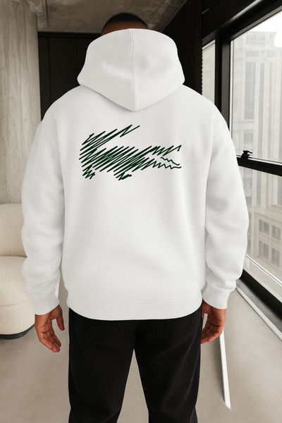 OSCAR WILDE سترة بغطاء للرأس كبيرة الحجم مطبوعة بثلاثة خيوط من القطن 100%